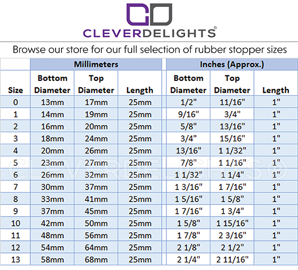 Drilled Rubber Stopper Size Chart